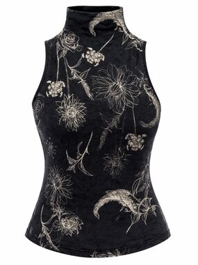 Babaton Floral Black Sleeveless Lightweight Summer Top Size XS